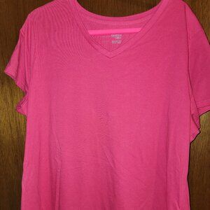 danskin now hot pink top Vneck Tee Active Wear 3x 22 24 Yoga Workout